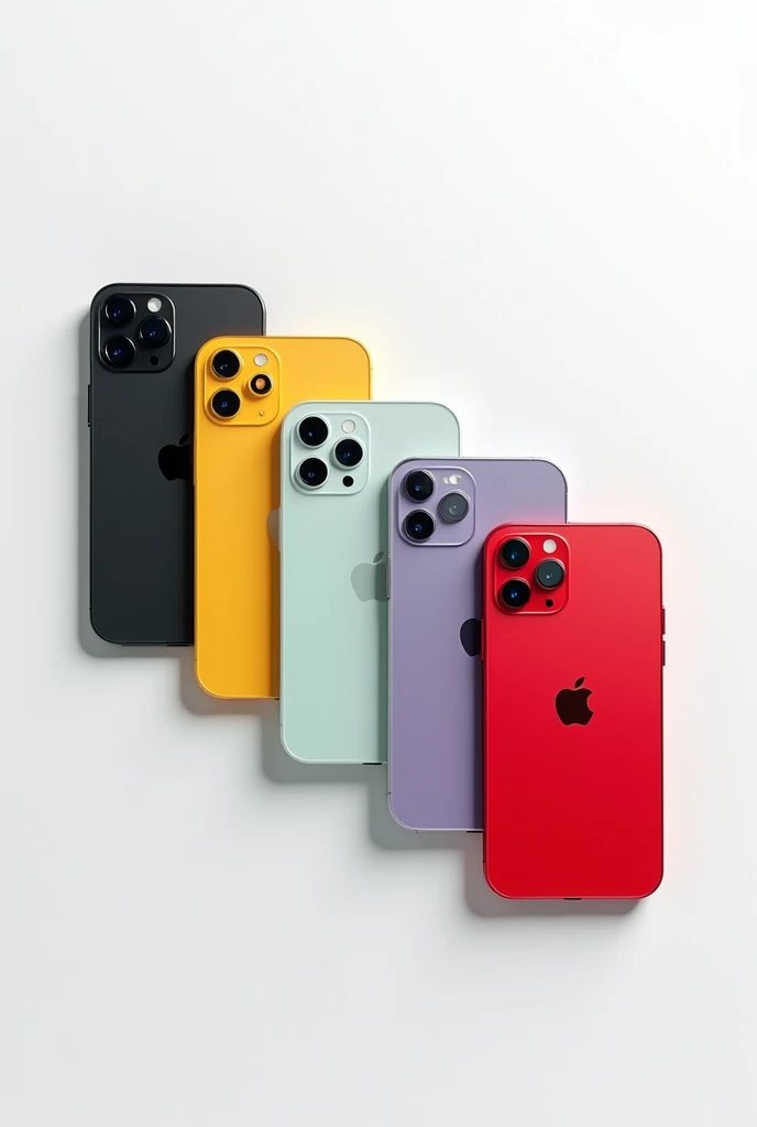 six original iphone 11 with black, white, yellow, green tosca, purple dan red colors in white background, included logo and iphone writing.