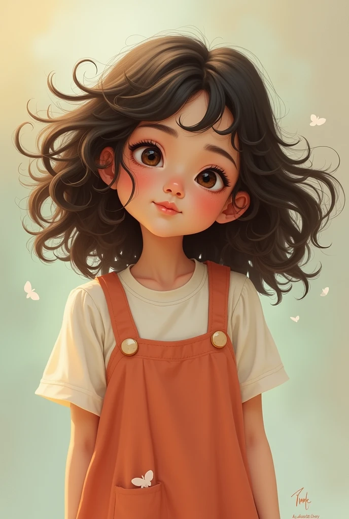 Short girl with curly hair