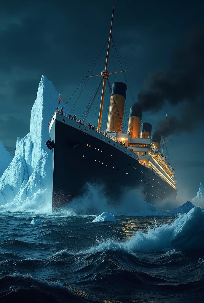 Titanic hits iceberg 