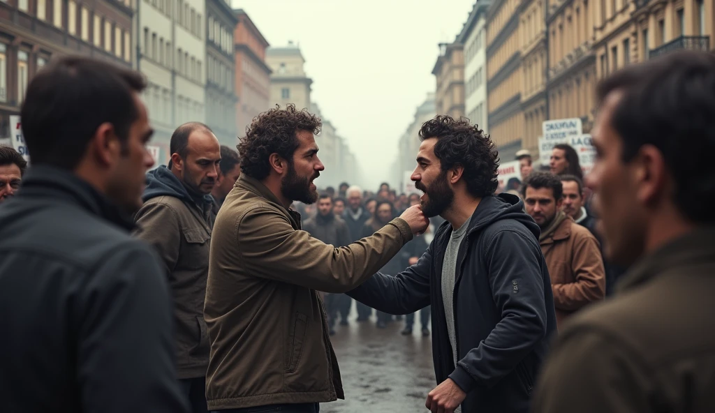 two crowds in conflict