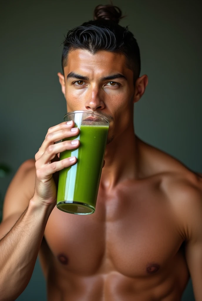 Cristiano Ronaldo drinking moringa poweder