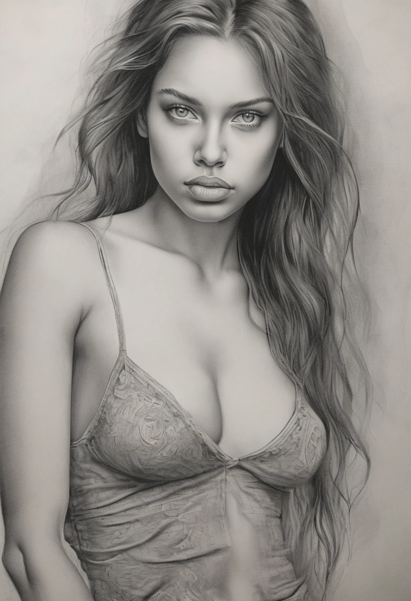 Pencil sketch, beautiful girl, portrait, high detail, masterpiece, a drawing of a woman with long hair and a very big breast, detailed beauty portrait, extremely detailed woman, realistic drawing, stunning drawing, detailed beautiful portrait, realistic digital drawing, beautiful drawing, black and white drawing, realistic female portrait, detailed woman, girl portrait, realistic sketch, beautiful digital artwork, realism drawing, by Andrey Esionov, detailed sensual face, ultra realistic hand drawn drawing by a great artist, smoky edges, more realistic, hyper realistic, with pencil details, use various drawing techniques, ultra sexy hot perfect, sexy girl, hot brazilian indigenous mix mexican womem, classic poses, nudes, mix Italian woman, thick and bigger lips, ulra beautiful girl hiper very beaty girl, black and white, stain on the skins making it more realistic, obra de Chuck Close , 3x4, nude, Realistic feet down to the last detail, 最high qualiy、high qualiy、best quality image、8k、最high resolution、high resolution、最high qualiy、work of art、RAW Photos、all-body, big thick lips, perfect mouth, perfect intricate details of the face, more realistic eyes, seios lindos e perfeitos, stronger pencil strokes, more intense blacks, busto seios completos, more blurred edges