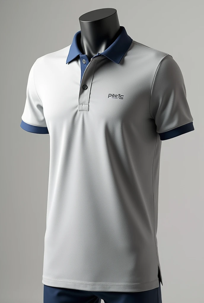 Polo tshirt mockup grey with navy collar