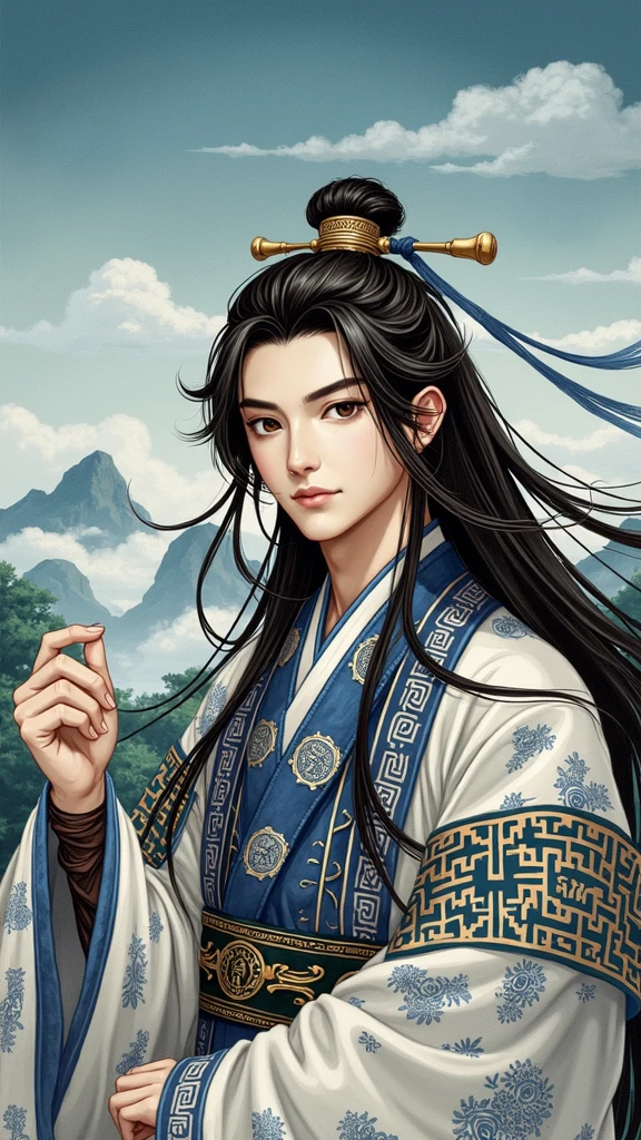 Thick coating style、Zhuge Kongming、Handsome　beard