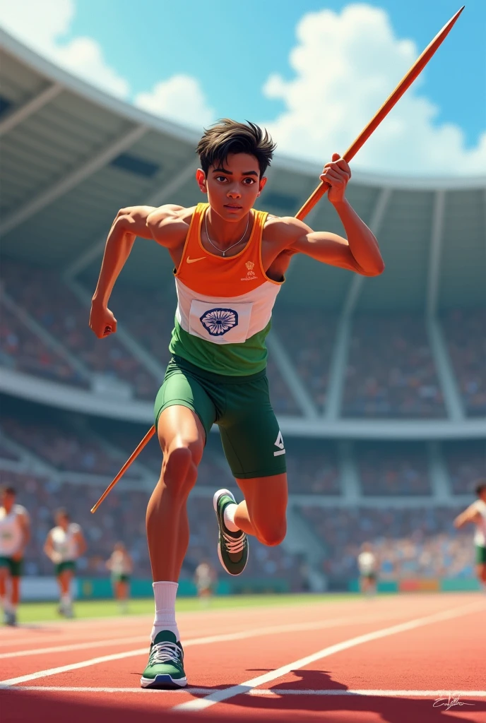 Indian boy javelin throw,age 18
