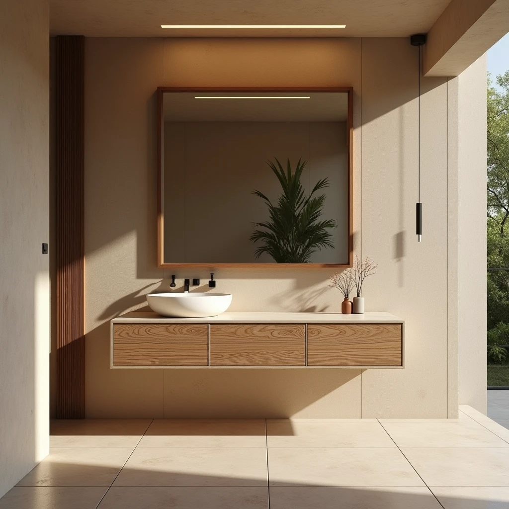 Interior design , lavabo social , minimalist in northeastern Brazil , ultra realisitic , ultra-realistic render , 4 K , 