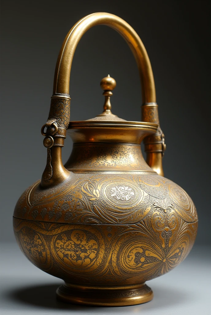 There is a newari brass utensil called kalah. Can you please transform that into a bag. Make it more newari style.