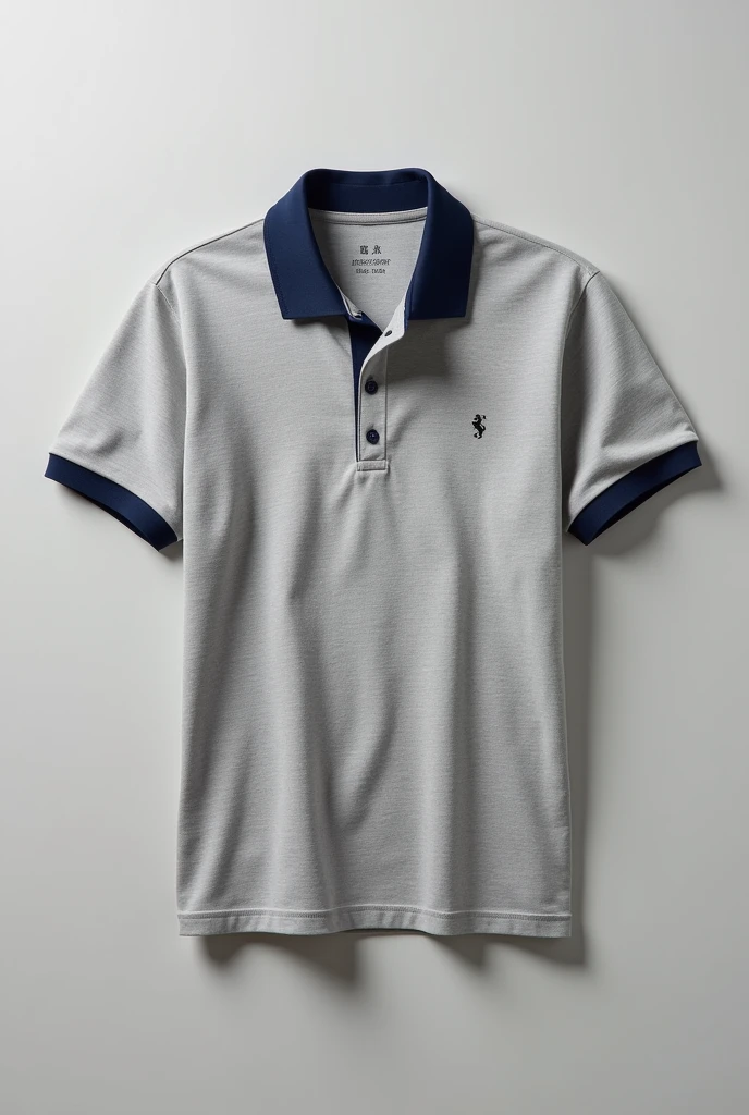 Cotton polo tshirt grey with navy collar