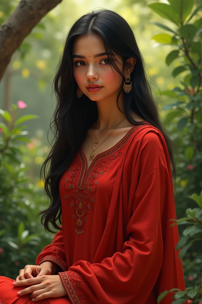 White India girl wearing red kurti