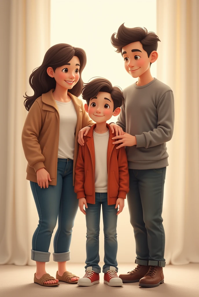 Give me a picture of a grown up boy standing with their mom and dad