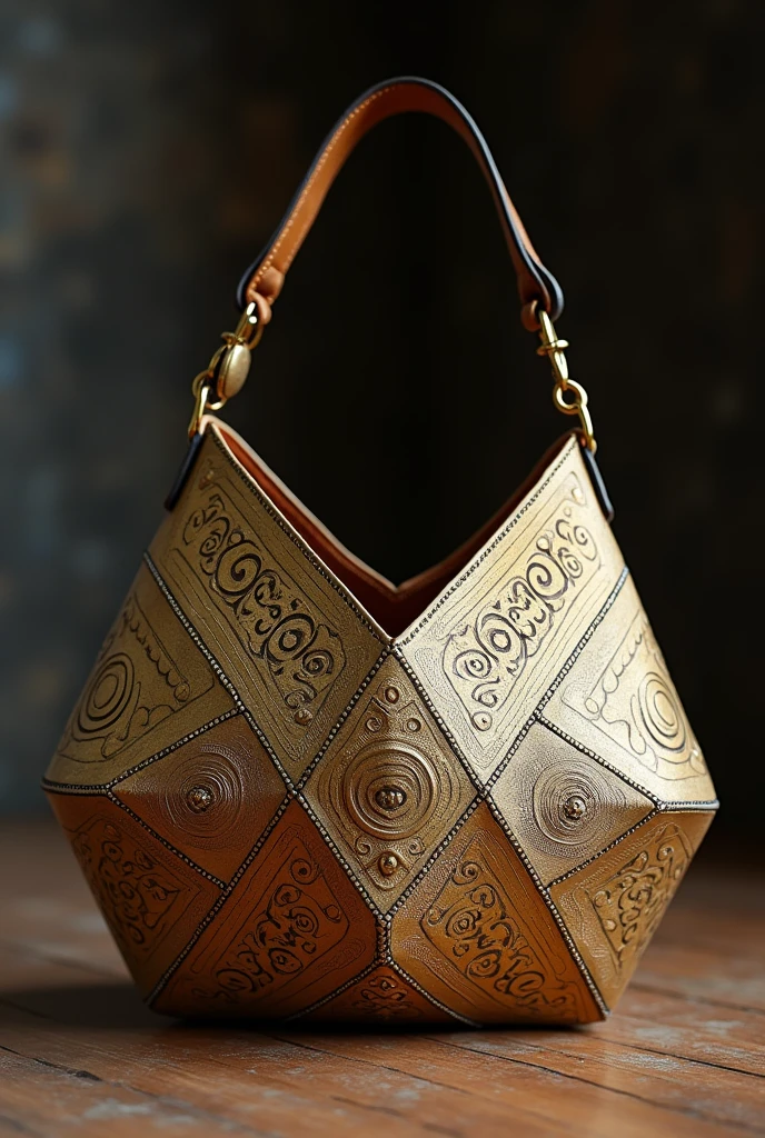 There is a newari brass utensil called kalah. Can you please make a bag inspired by that kalah. Make it more newari style.