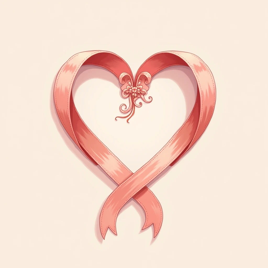 Make a heart out of salmon pink ribbon、flat、Illustration, anime, Baroque, 