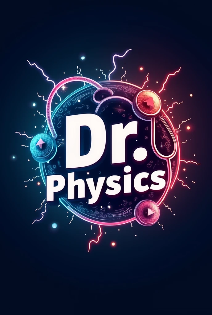  Logo on the word Dr.Physics for physics with effects of electricity, resistances and a stethoscope 