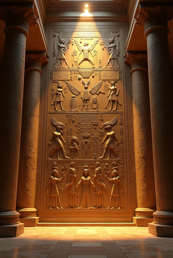 hieroglyphics on wall seen from the front