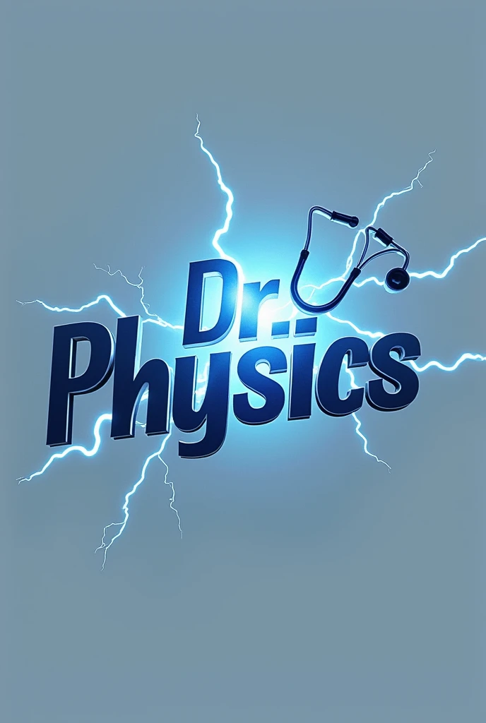  Logo on the word Dr.Physics for physics with effects of electricity and a stethoscope for medical examination with which to write the word 
