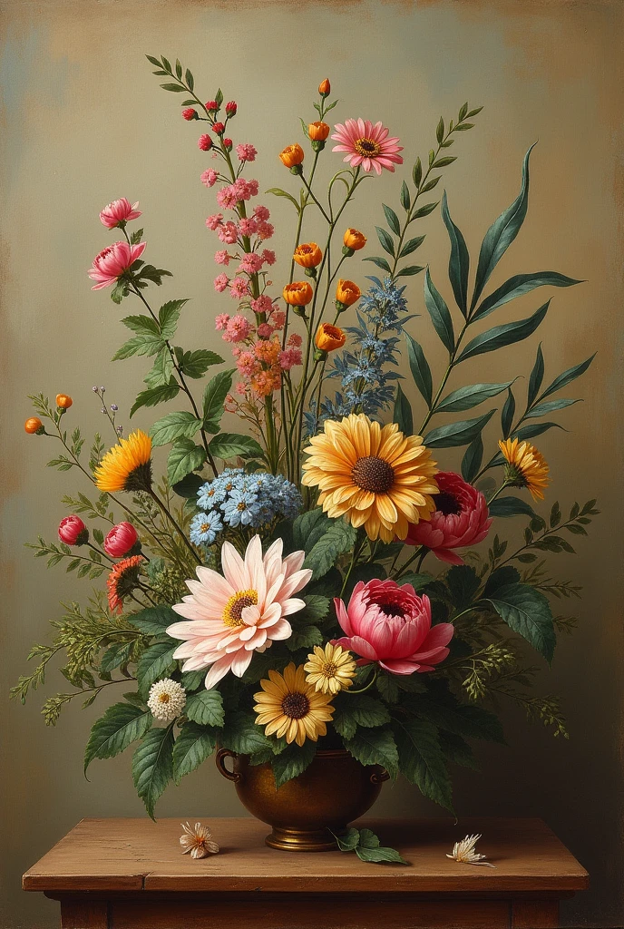 an old victorian style painted plant canvas from the 1890s