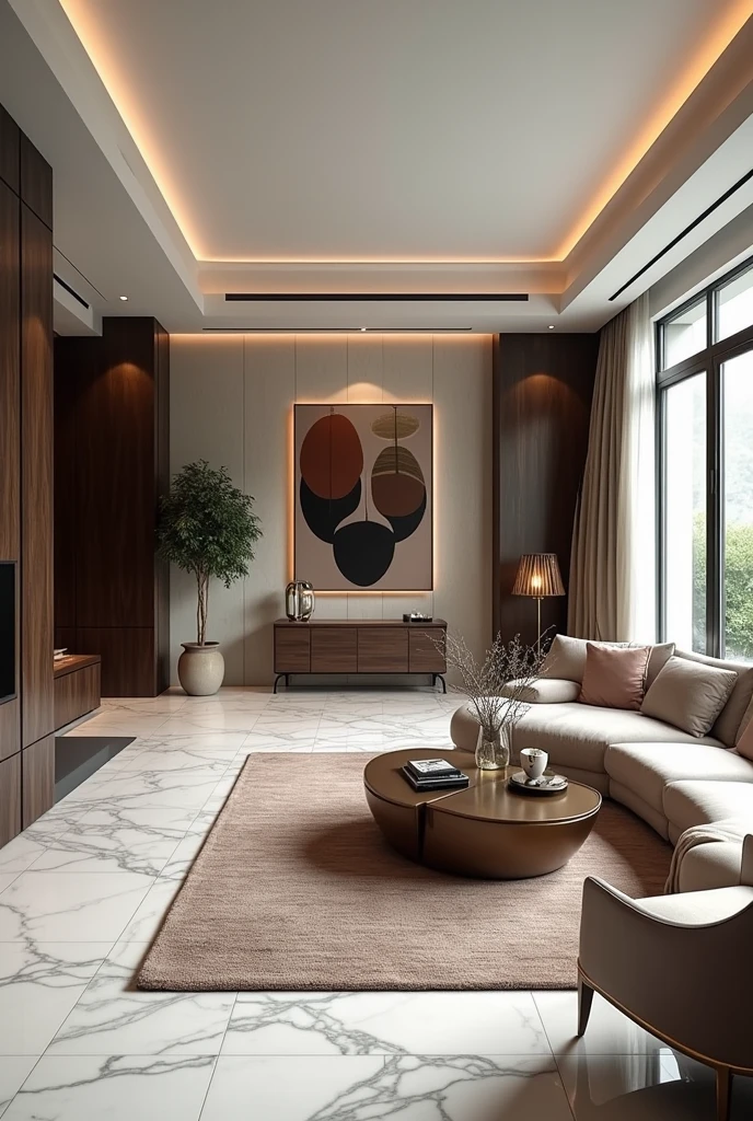 "(best quality,4k,8k,highres,masterpiece:1.2),ultra-detailed,realistic,modern luxury livingroom,contemporary design,sleek furniture,expensive-looking decor,elegant color palette,minimalist,large windows,abundant natural light,high ceiling,spacious,open concept,distinctive lighting fixtures,marble flooring,unique artwork,stylish rugs,comfortable seating,plush cushions,polished surfaces,metallic accents".