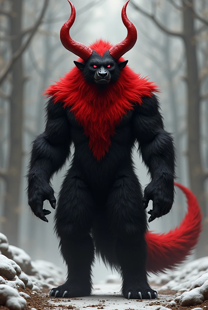 humanoid furry(black and red color), red longhorns.