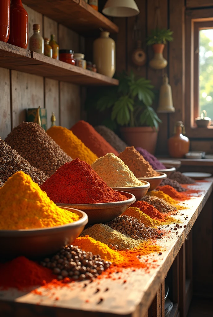 A landscape of spices, kitchen