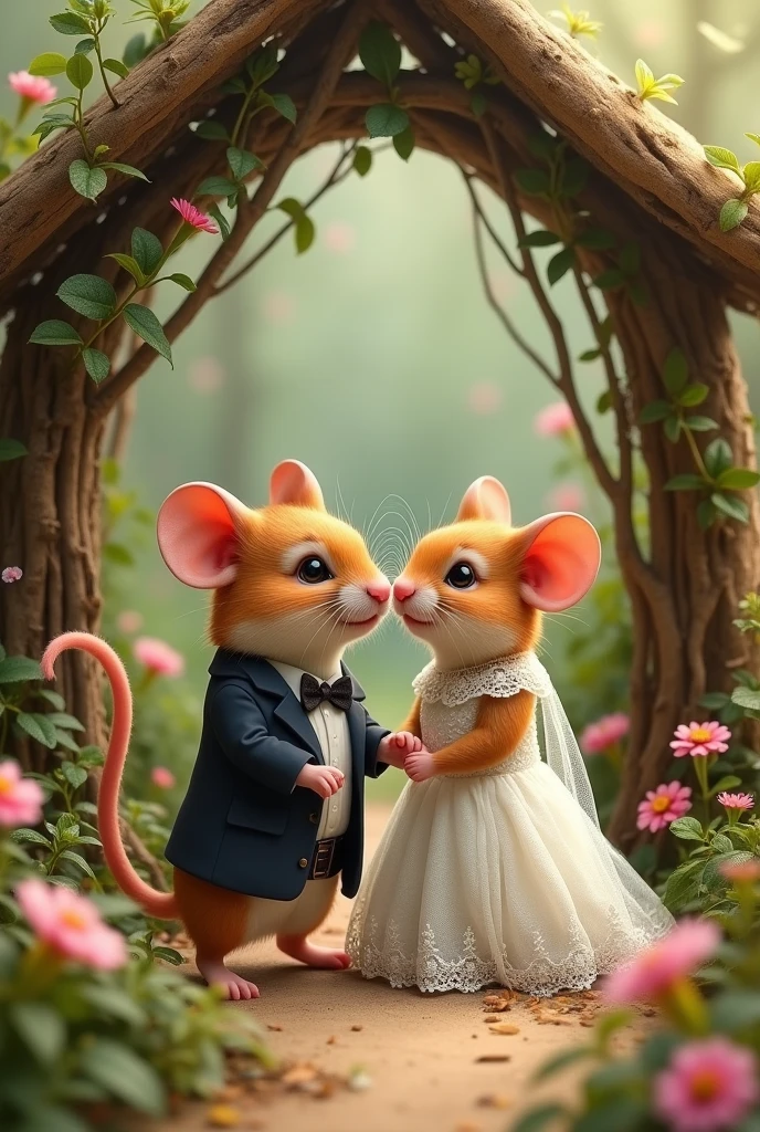 A hamster and a mouse get married