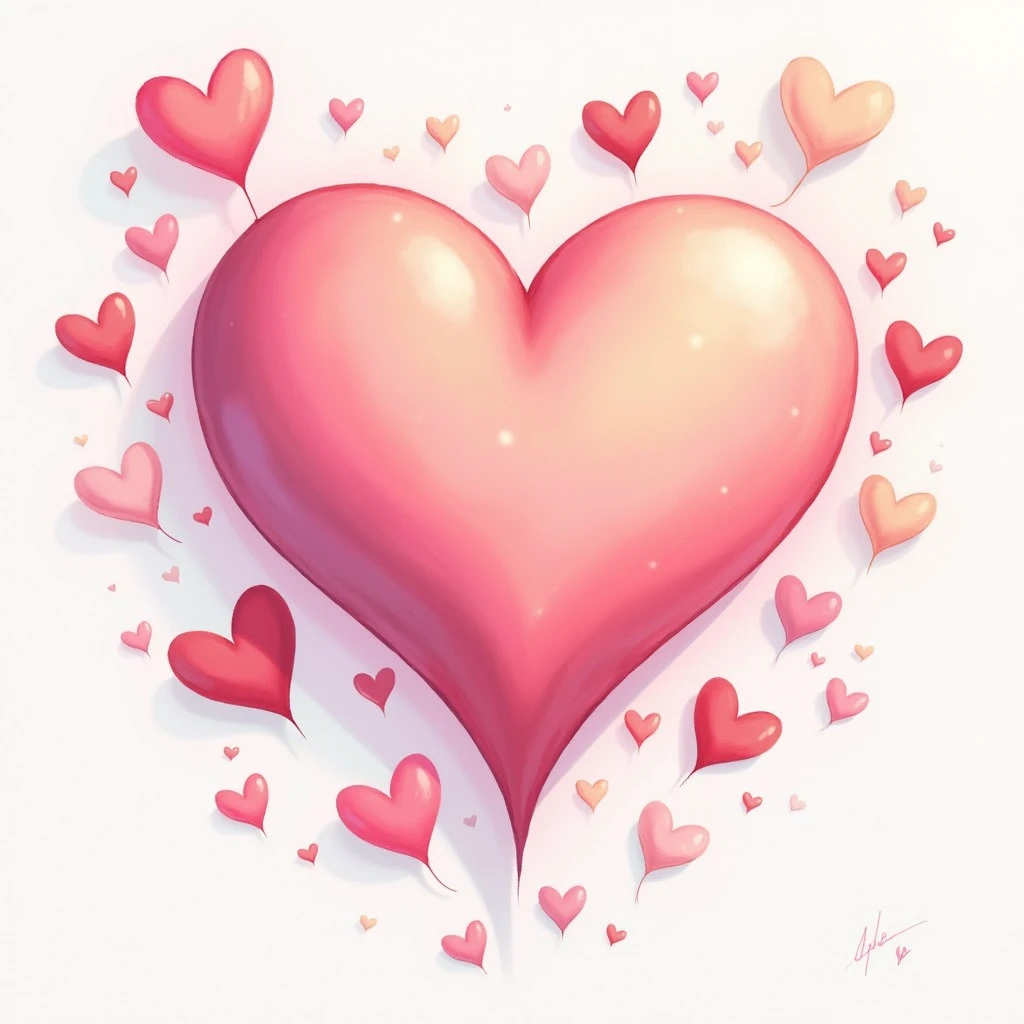 color々Heart of a different size、淡いcolor合い、Illustration, Decorative art, Anime Style, Digital Art,