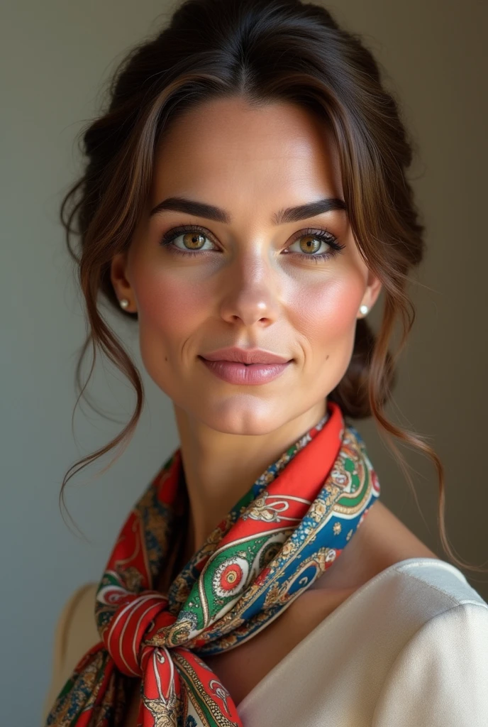 Young Kate Middleton wearing a Hermes silk scarf