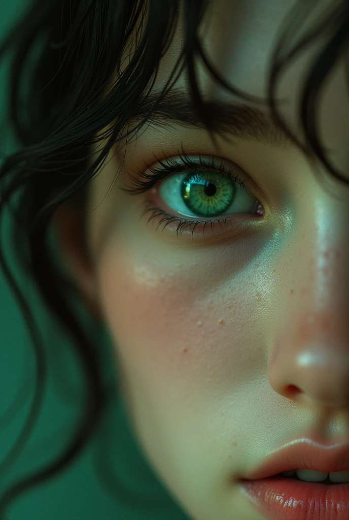 Beautiful green 
eyes of a girl only eyes 