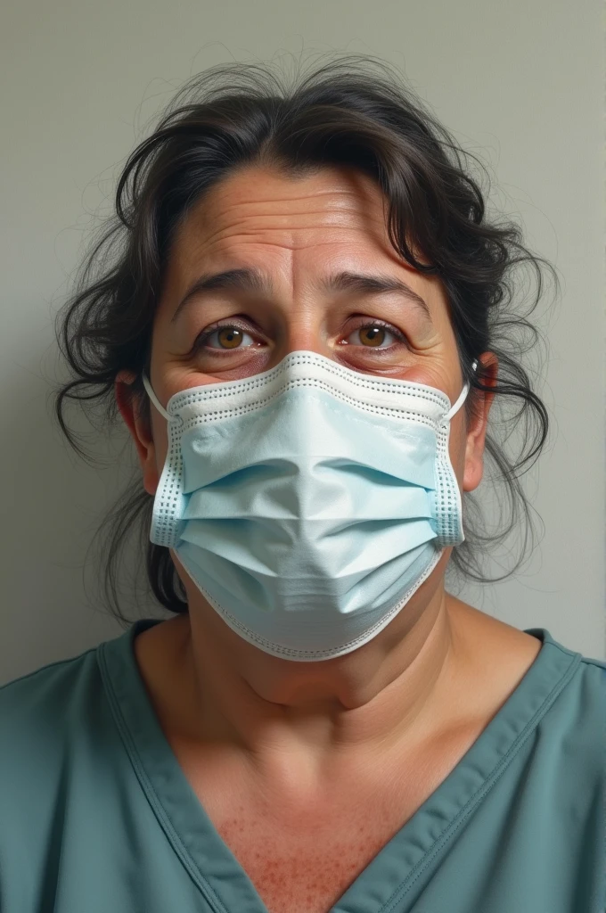 Obese woman with mask