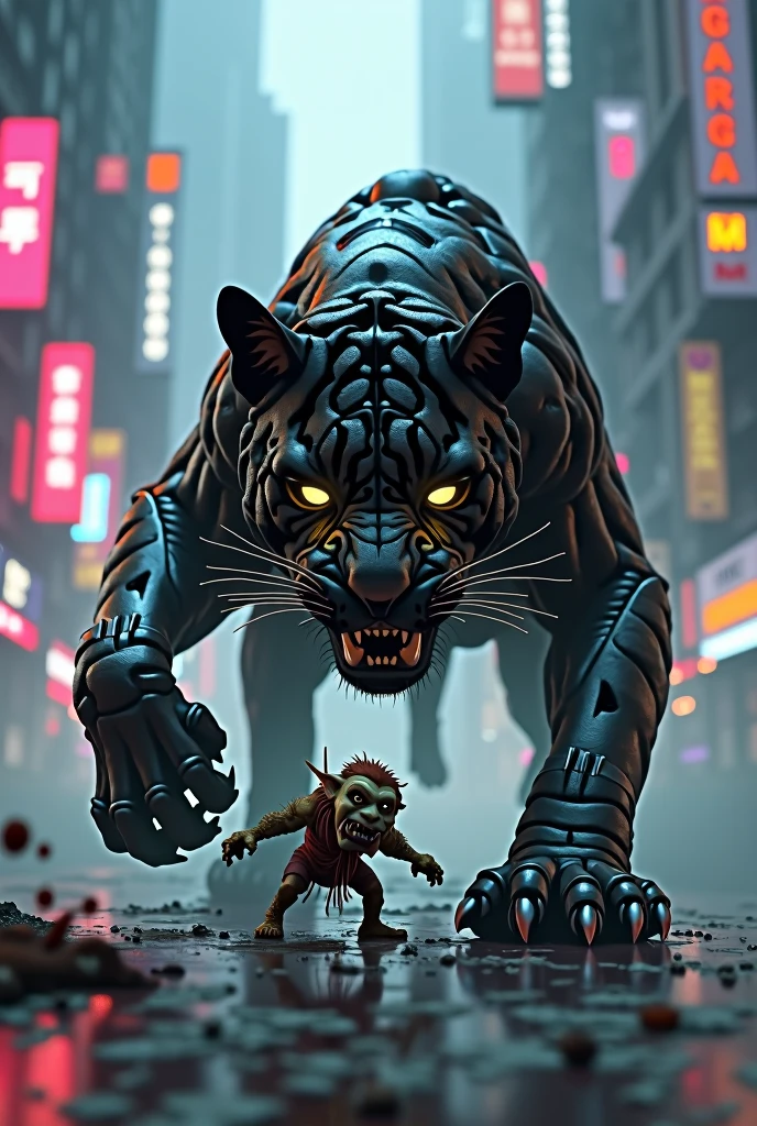 Jaguar cyberpunk punch little troll