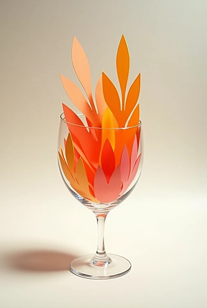 a glass cup with pieces of papaya inside, masterpiece, all in three dimensional paper art、(Almond Shapes);1.9、(Three-dimensional paper-cut art.、colorful):1.9