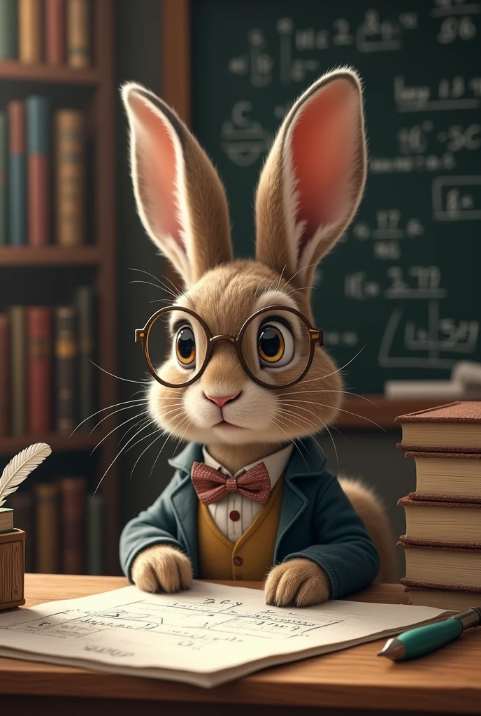 Rabbit with glasses who loves mathematics