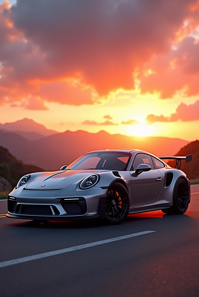 Porsche at sunset