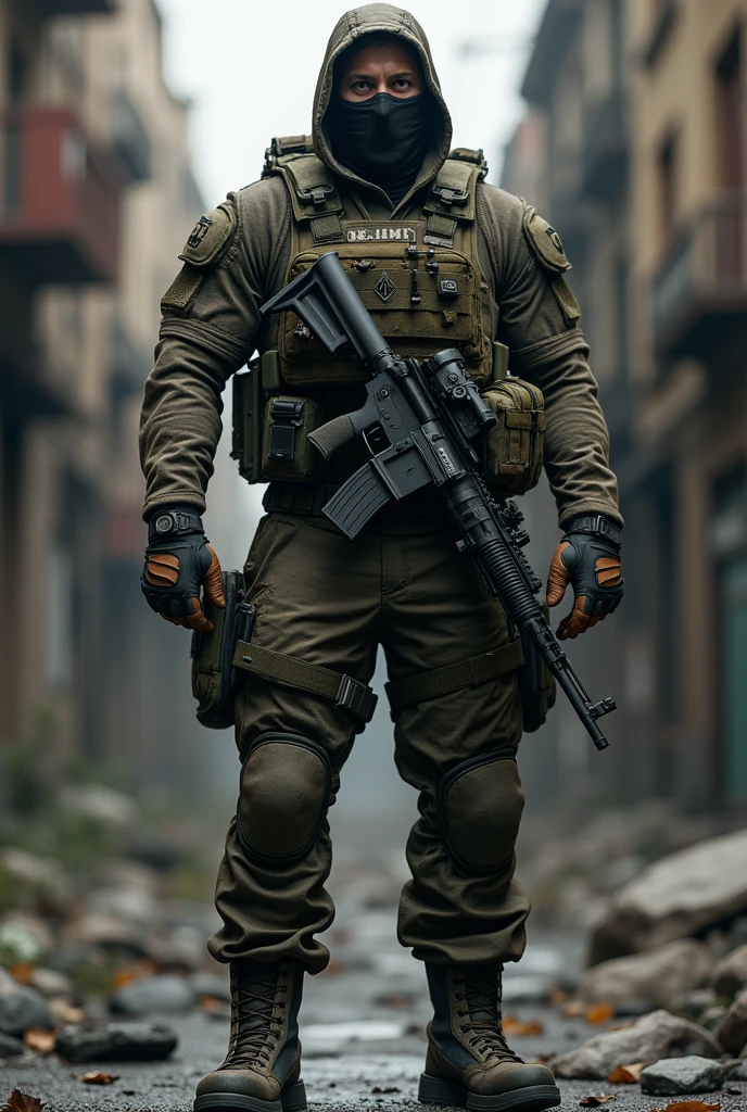 Cool US Army soldier masked and equipped in CALL OFF DUTY style