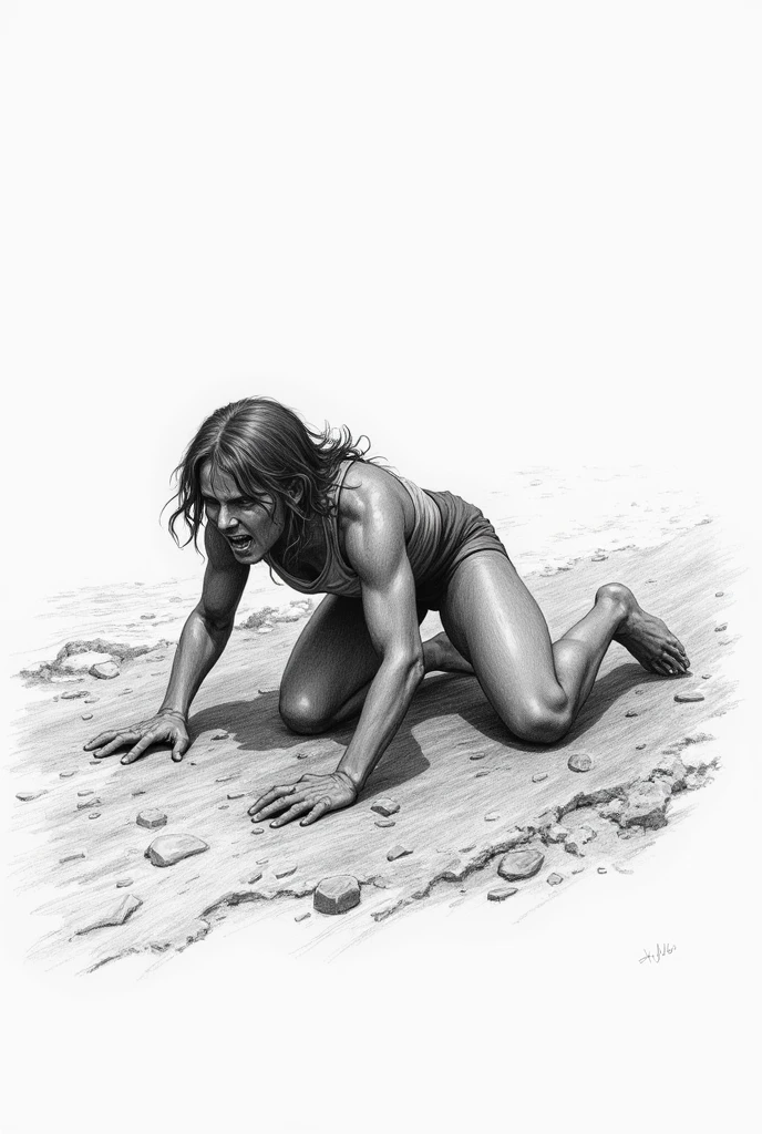 Drawing of an person crawling