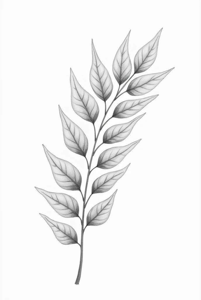 Black and white pencil drawing of leaves