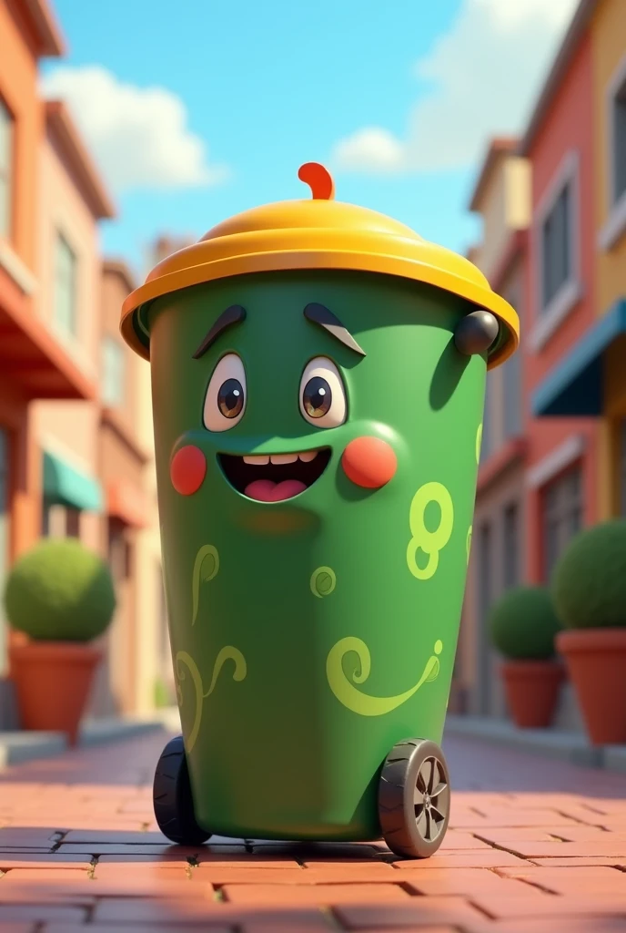 Garbage can. Animated