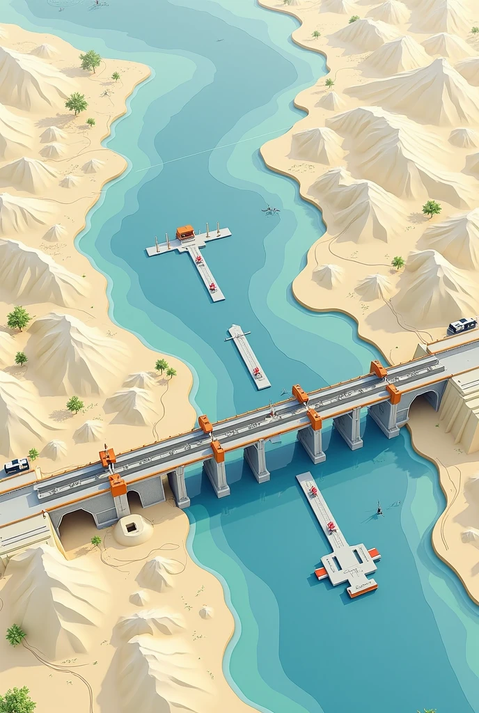 Show a map of the Farakka Barrage, indicating the flow of the Ganges River and the location of the barrage