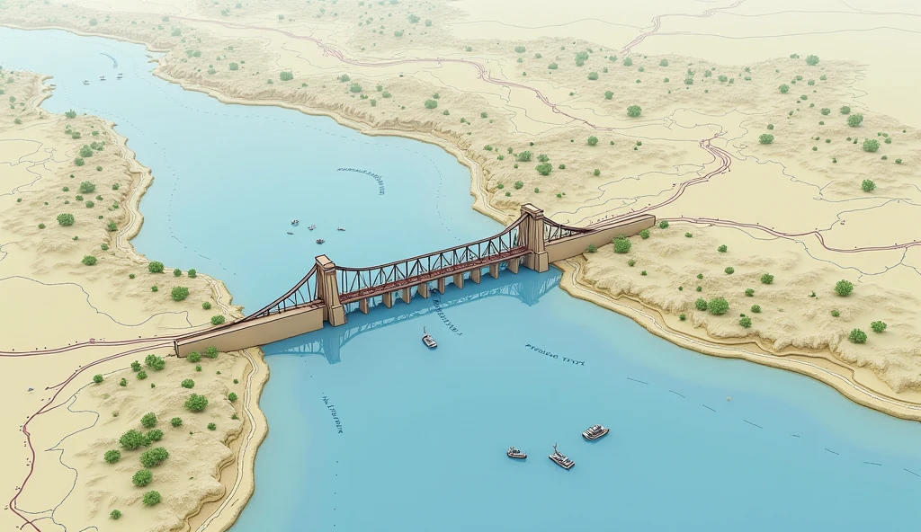 Show a map of the Farakka Barrage, indicating the flow of the Ganges River and the location of the barrage
