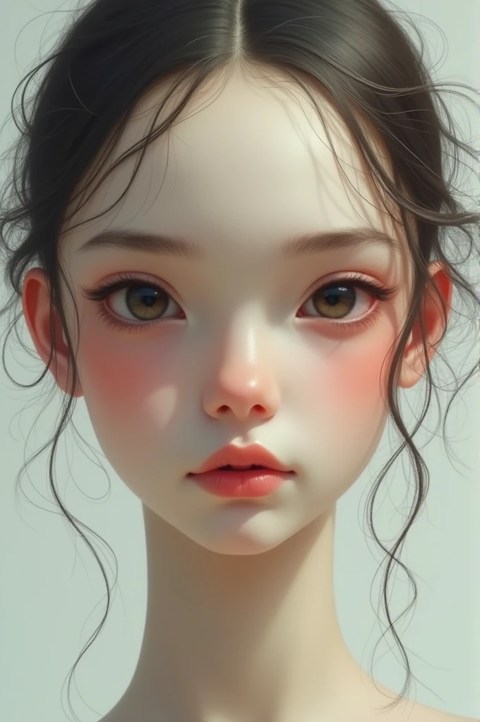 of the hair on the thin forehead