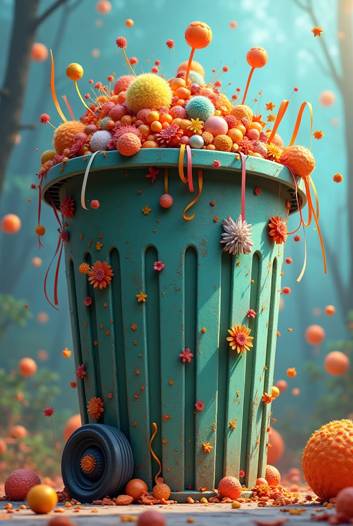 Garbage can completely covered animated