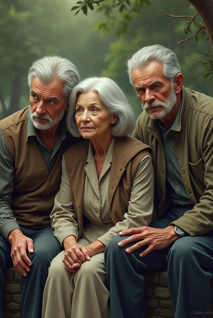 Three older adults, one woman and two men 