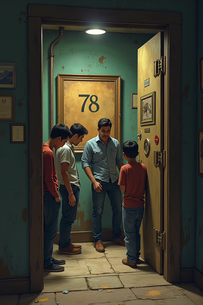 They went to the basement and saw an old safe. There was another puzzle written on the safe. They tried hard, but the safe wouldn’t open. Then, Monu suddenly pointed to an old painting that had a number written on it. The three of them put that number into the safe, and it opened.
