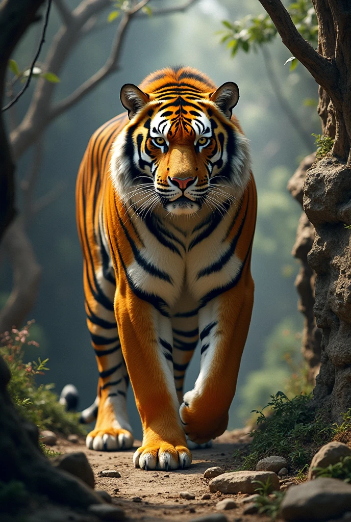 Image of tiger with scratches in the background 
