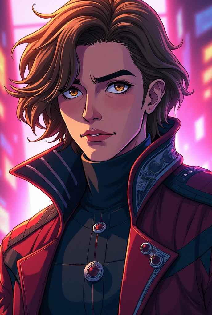 Star-lord anime version, Brown hair, mascara,