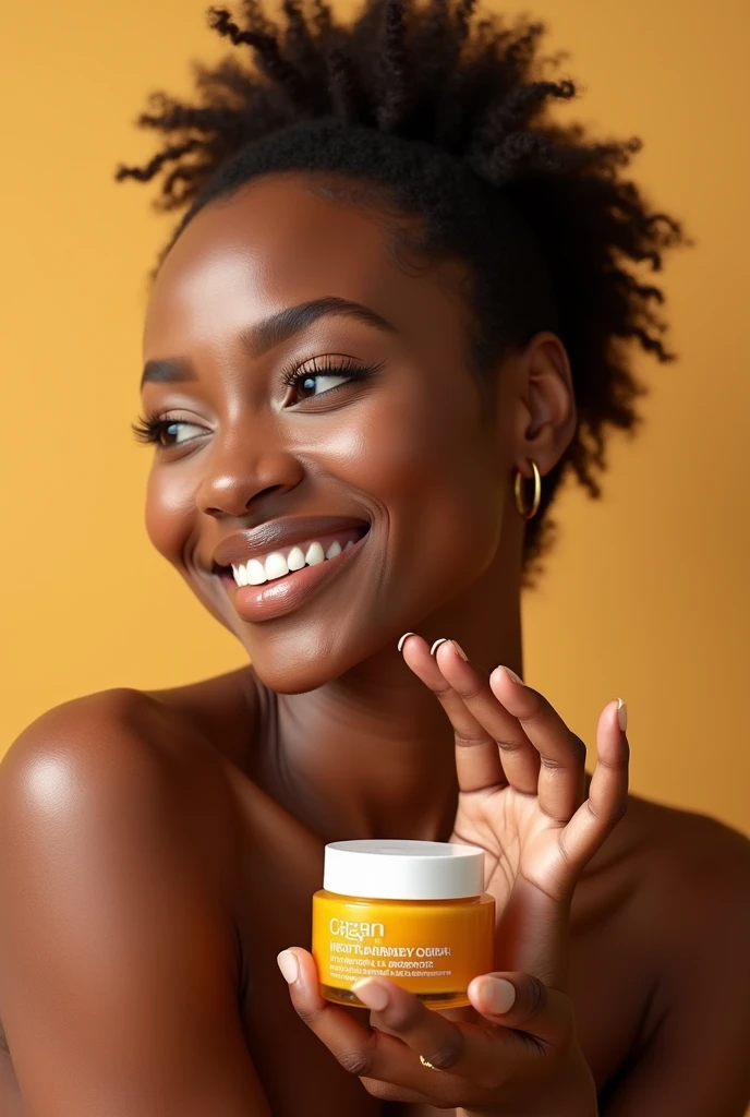 Beautiful african woman using &advertising cerave moisturizing cream
