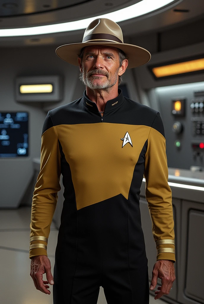 Crocodile dundee paul hogan in a star trek uniform 