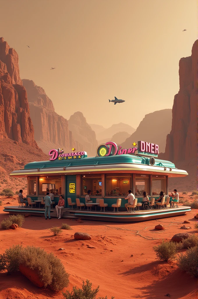 A 1950 style dinner on the surface of mars