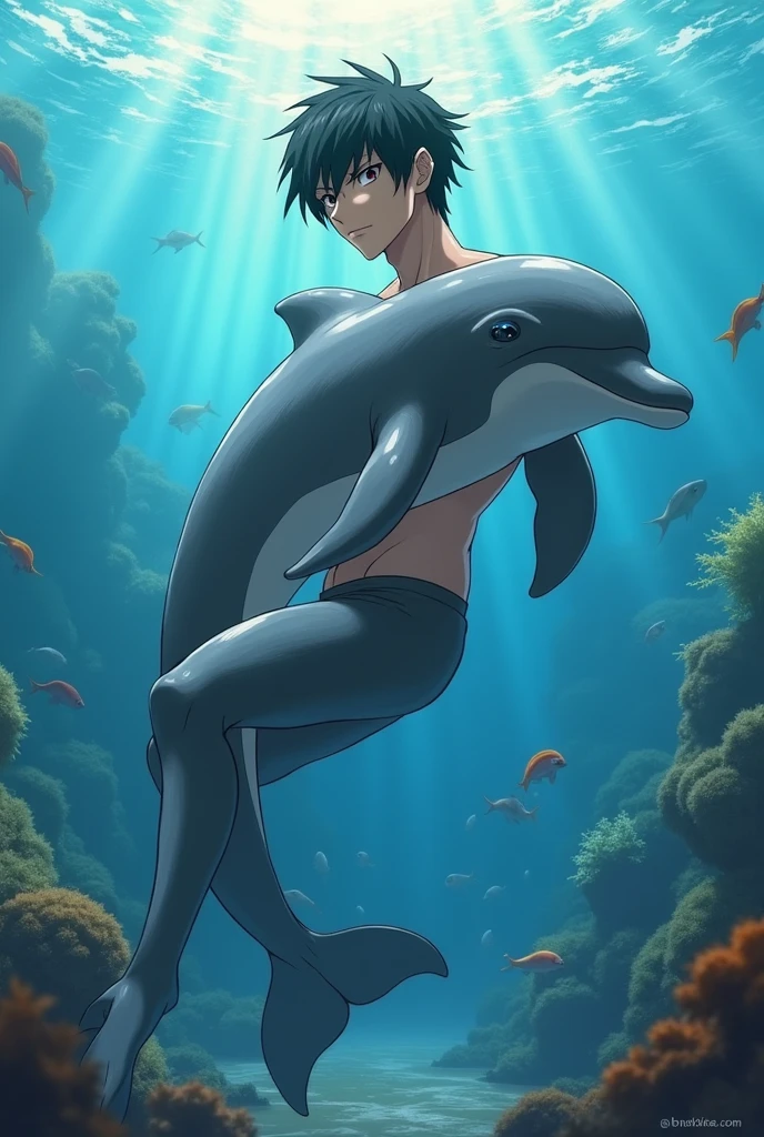 Eren Yeager from shingeki no kyojin in a dolphin