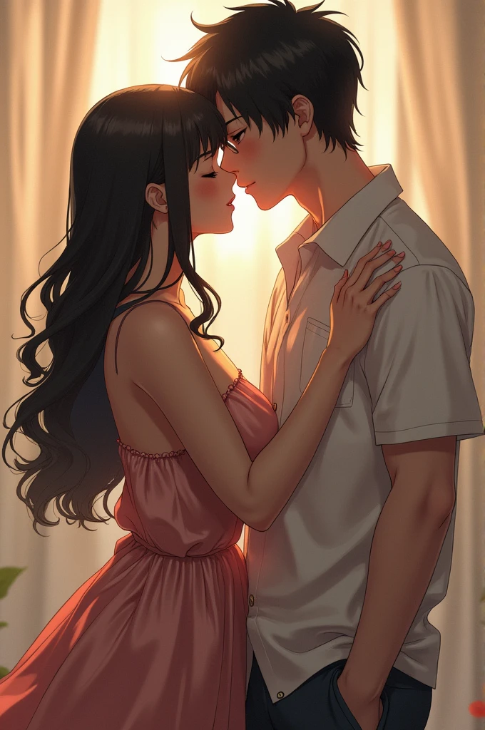Japanese girl kising boys cock