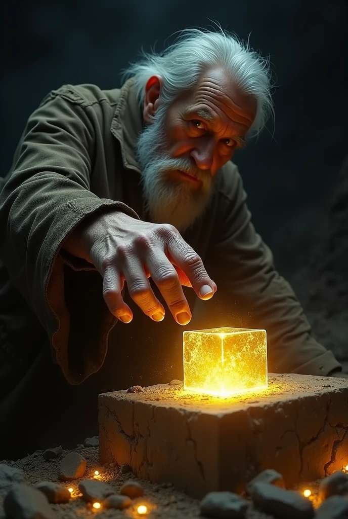 Former man hand to golden block